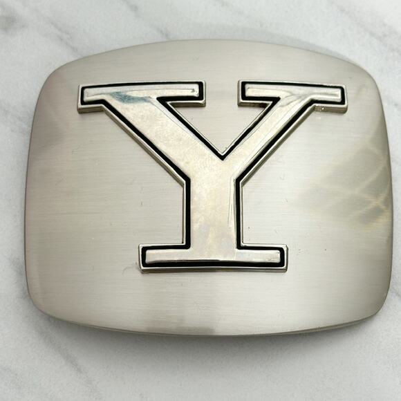 Letter Y Initial Monogram Silver Tone Belt Buckle Western ✨ - Picture 1 of 14
